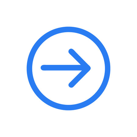 Abstract blue arrow pointing right within a blue circleのイラスト素材