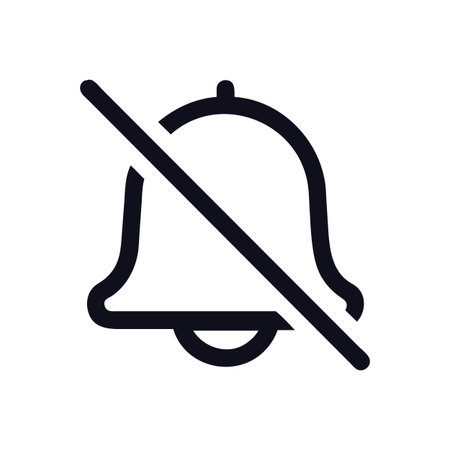 Simple muted bell icon with diagonal line symbolのイラスト素材