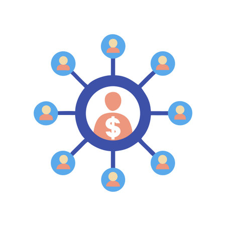 Circular networked financial system with connected individuals and revenueのイラスト素材