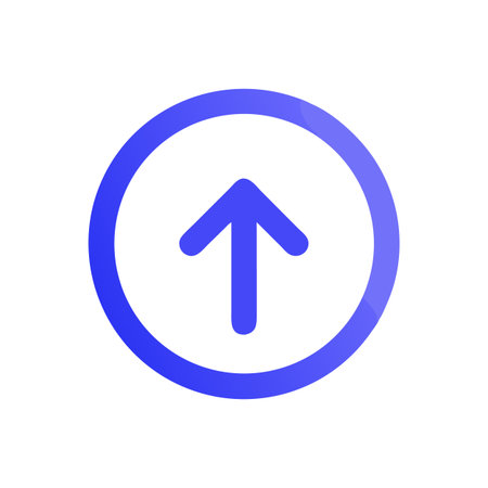 Blue arrow inside a circle pointing upwards on Whiteのイラスト素材