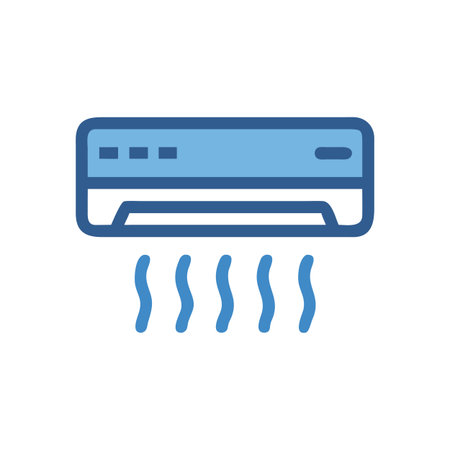 Blue split air conditioner illustration on White Background stockのイラスト素材