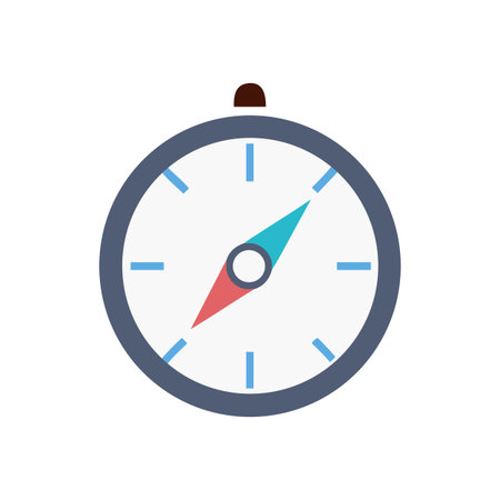 Simple flat compass illustration on White Background pointing northのイラスト素材
