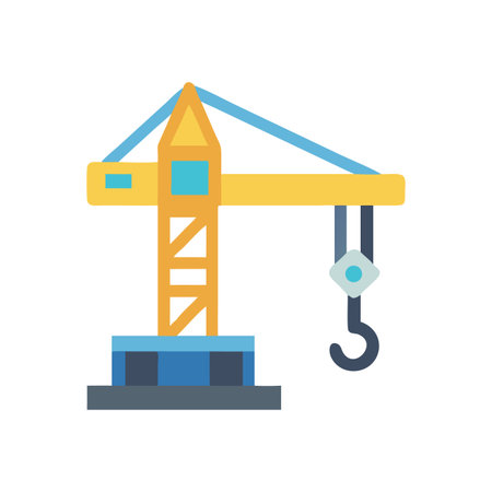 Minimalist Flat Design Illustration of a Yellow Construction Craneのイラスト素材