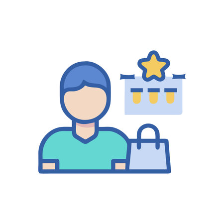 Customer loyalty program with purchase and reward icon illustrationのイラスト素材