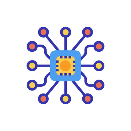 Abstract technology chip connection flat vector illustration on White