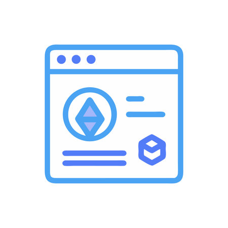 Blockchain technology webpage icon with Ethereum and cube symbolsのイラスト素材