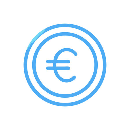 Minimalist blue euro coin on clean White Background visualのイラスト素材