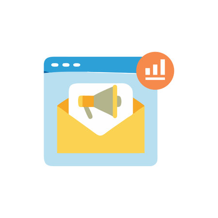 Email marketing notification with statistics icon on White Backgroundのイラスト素材