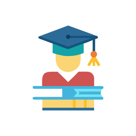 Flat Design Icon of a Graduate with Booksのイラスト素材