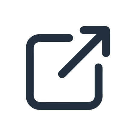 Simple dark gray square with outward arrow iconのイラスト素材