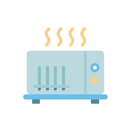 Stylized toaster oven illustration with steam on White Backgroundのイラスト素材