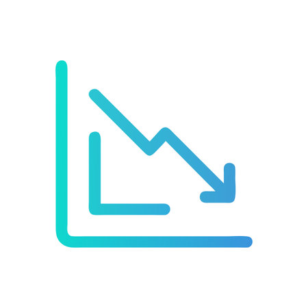 Downward trend line graph on White Background for infographic