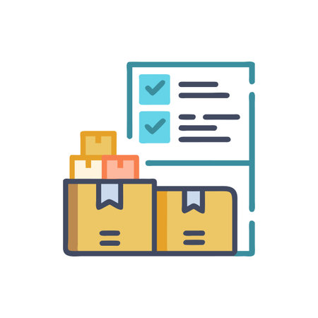 Illustration of boxes and checklist for shipping confirmationのイラスト素材
