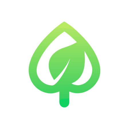 Green leaf gradient logo on a White Background iconのイラスト素材