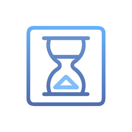 Simple hourglass icon in blue frame on White Background