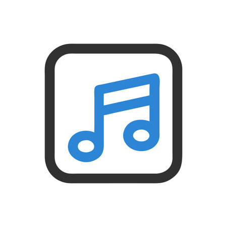 Blue music note icon inside dark gray rounded squareのイラスト素材