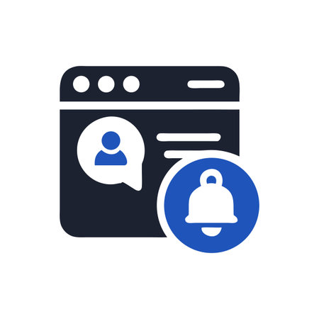 Social Media Notification Bell Icon on Website Interfaceのイラスト素材