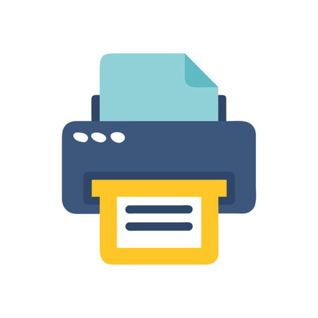 Flat design printer icon with paper on White Background