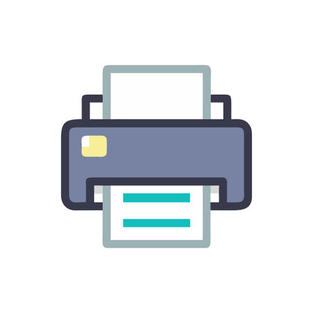 Minimalist printer icon with paper on a White Background