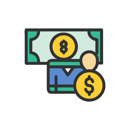 Colorful graphic of currency, wallet and money conceptのイラスト素材