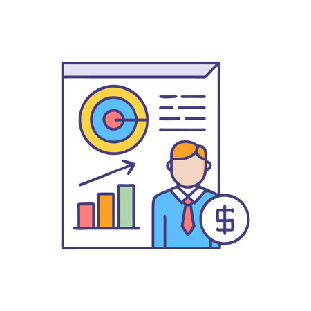 Financial analyst reviewing data charts and investment opportunitiesのイラスト素材