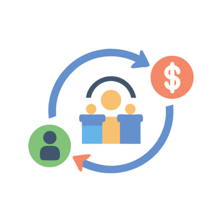 Workflow exchange of people and money in flat designのイラスト素材