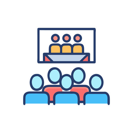 People attending webinar or online business meeting vector illustrationのイラスト素材