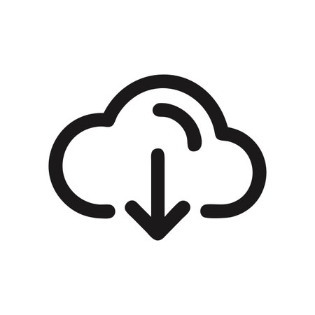 Black cloud download icon on White, simple design, minimalistのイラスト素材