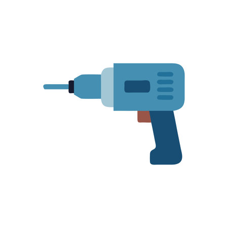 Isolated blue drill tool against a White Background vectorのイラスト素材
