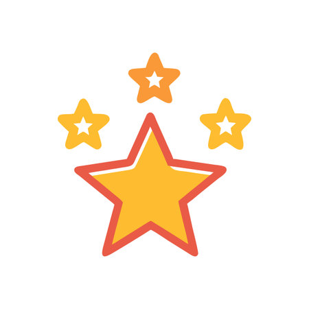 Three stars symbolizing quality, rating, success, achievement on White