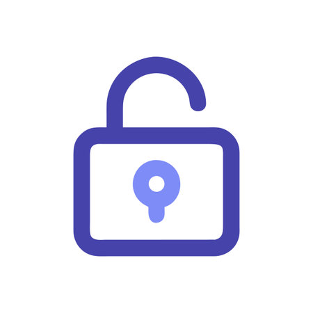 Unlocked purple padlock icon against a White Background