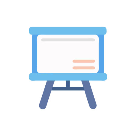 Presentation whiteboard icon on blue stand over White Backgroundのイラスト素材