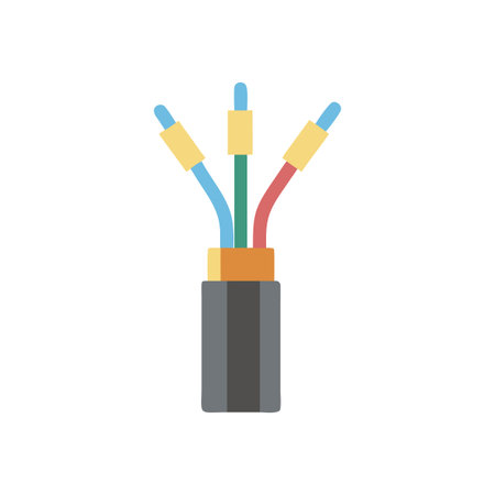 Flat design cable with exposed wires on White Backgroundのイラスト素材