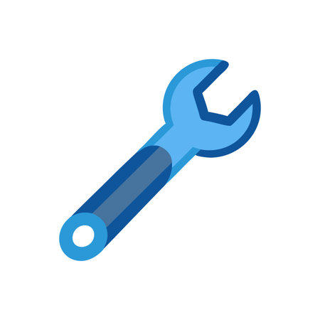 Illustration of a single blue wrench on White Backgroundのイラスト素材