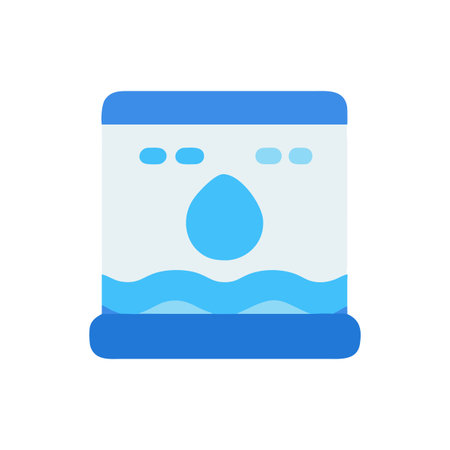 Stylized washing machine illustration showcasing water droplet and wavesのイラスト素材