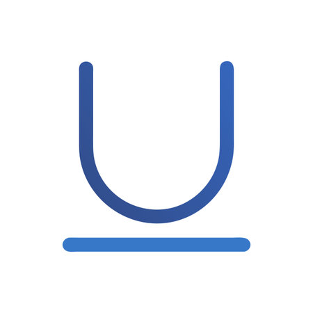 Blue line U shape element on solid White Backgroundのイラスト素材