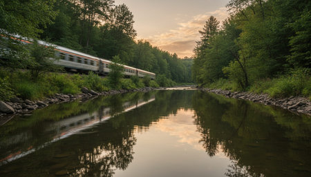 Serene River and Lake Landscape Photographyの写真素材