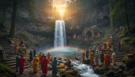 Serene River and Lake Landscape Photographyの写真素材