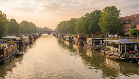 Serene River and Lake Landscape Photographyの写真素材