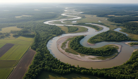 Serene River and Lake Landscape Photographyの写真素材