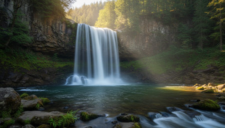 Serene River and Lake Landscape Photographyの写真素材