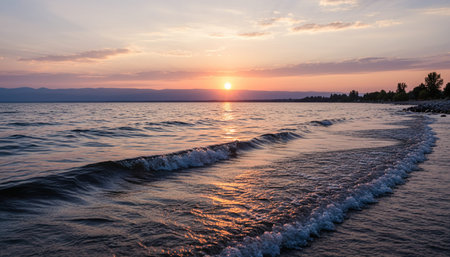 Serene River and Lake Landscape Photographyの写真素材