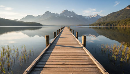 Serene River and Lake Landscape Photographyの写真素材