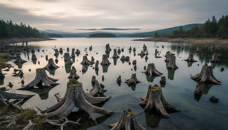 Serene River and Lake Landscape Photographyの写真素材
