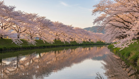 Serene River and Lake Landscape Photographyの写真素材