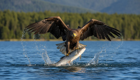 Serene River and Lake Landscape Photographyの写真素材