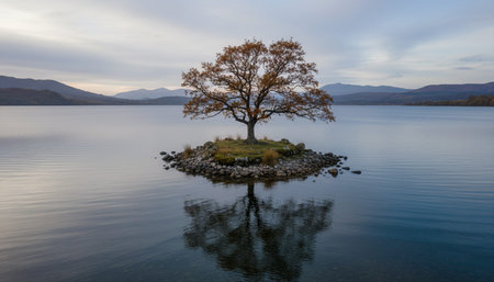 Serene River and Lake Landscape Photographyの写真素材