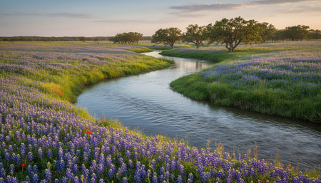 Serene River and Lake Landscape Photographyの写真素材
