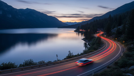 Serene River and Lake Landscape Photographyの写真素材