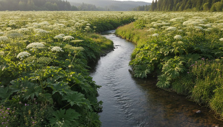 Serene River and Lake Landscape Photographyの写真素材